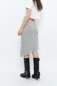Vintage x Asymetric Black, White Dotted Midi Skirt (XS, S)