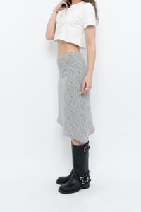 Vintage x Asymetric Black, White Dotted Midi Skirt (XS, S)