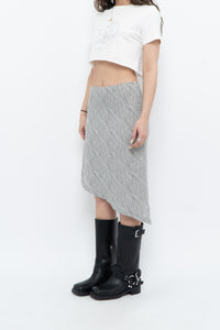 Vintage x Asymetric Black, White Dotted Midi Skirt (XS, S)
