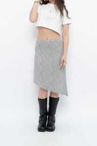 Vintage x Asymetric Black, White Dotted Midi Skirt (XS, S)