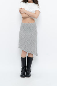 Vintage x Asymetric Black, White Dotted Midi Skirt (XS, S)