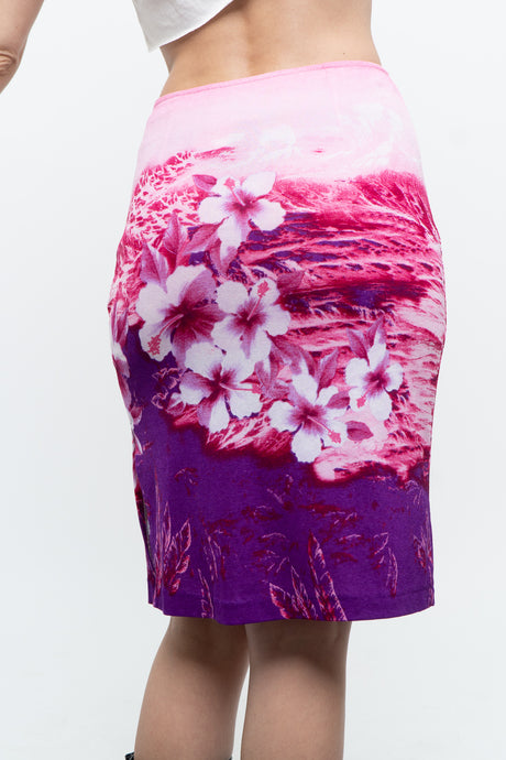 Vintage x Pink Palm Tree Midi Skirt (XS)
