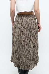 Vintage x Made in India x Olive Green Patterned Reversible Midi Skirt (XS-L)