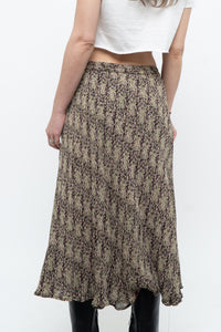 Vintage x Made in India x Olive Green Patterned Reversible Midi Skirt (XS-L)