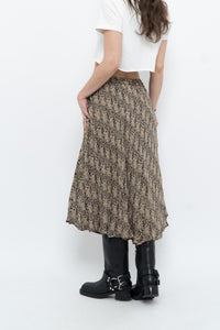 Vintage x Made in India x Olive Green Patterned Reversible Midi Skirt (XS-L)