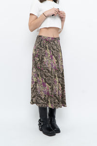 Vintage x Made in India x Olive Green Patterned Reversible Midi Skirt (XS-L)