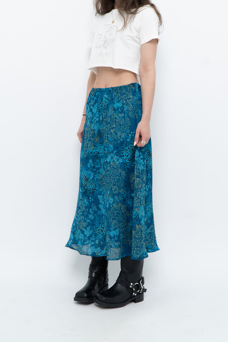 Vintage x Blue Patterned Maxi Skirt (XS-M)