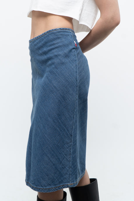 Vintage x Made in Canada x TOMMY HILFIGER Denim Soft Midi Skirt (M, L)