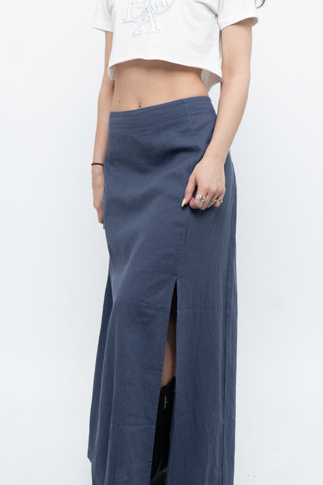 JOIE x Blue Linen Maxi Skirt (XL)