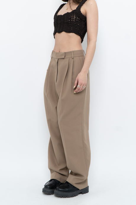 FRANKIE SHOP x Beige Pleated Pant (M)
