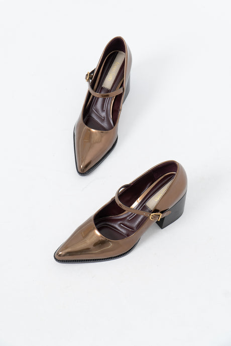 Vintage x FRANCO SARTO Bronze Patent Pumps (7)