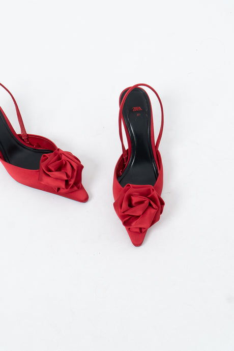 ZARA x Deadstock Red Rose Stilettos (6, 6.5)