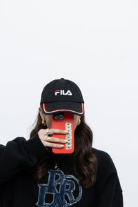 Vintage x FILA Embroidered Black Strap-back Hat