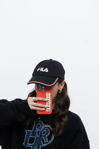 Vintage x FILA Embroidered Black Strap-back Hat