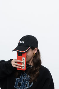 Vintage x FILA Embroidered Black Strap-back Hat