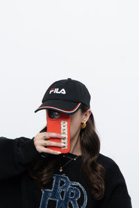 Vintage x FILA Embroidered Black Strap-back Hat