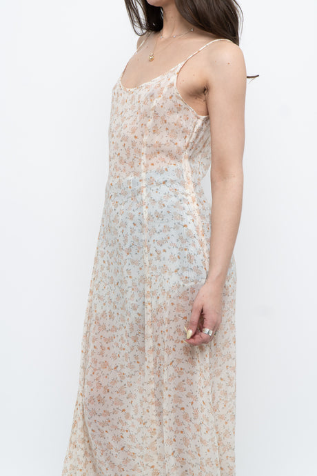 Vintage x MEXX Cream Floral Semi-Sheer Maxi Dress (XS, S)