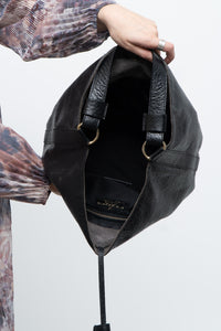 ALBERTA DI CANIO x Made in Italy x Black Pebble Leather Slouch Purse