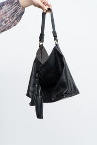 ALBERTA DI CANIO x Made in Italy x Black Pebble Leather Slouch Purse