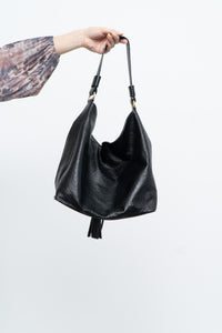 ALBERTA DI CANIO x Made in Italy x Black Pebble Leather Slouch Purse