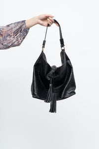 ALBERTA DI CANIO x Made in Italy x Black Pebble Leather Slouch Purse