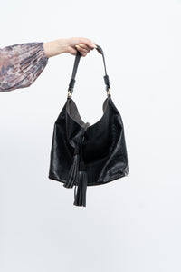 ALBERTA DI CANIO x Made in Italy x Black Pebble Leather Slouch Purse