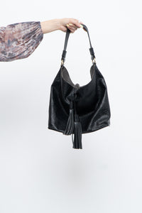 ALBERTA DI CANIO x Made in Italy x Black Pebble Leather Slouch Purse