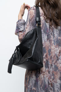 ALBERTA DI CANIO x Made in Italy x Black Pebble Leather Slouch Purse
