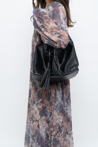 ALBERTA DI CANIO x Made in Italy x Black Pebble Leather Slouch Purse