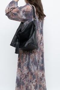 ALBERTA DI CANIO x Made in Italy x Black Pebble Leather Slouch Purse