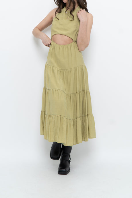 LELIS x Green Cutout Midi Dress (XS, S)