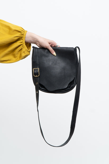 Vintage x Black Pebble Leather Lightweight Shoulder Purse