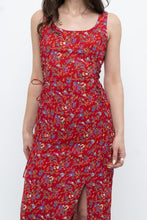 Load image into Gallery viewer, Vintage x Made in India x Red Floral Side-tie Dress (XS-M)
