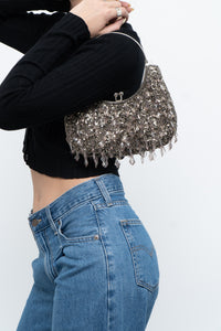 Vintage x Grey Beaded Clutch