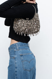 Vintage x Grey Beaded Clutch