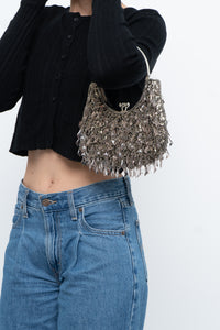 Vintage x Grey Beaded Clutch