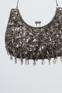 Vintage x Grey Beaded Clutch
