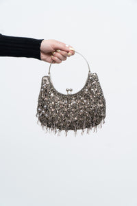 Vintage x Grey Beaded Clutch
