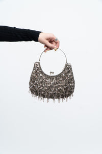 Vintage x Grey Beaded Clutch