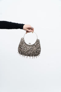Vintage x Grey Beaded Clutch