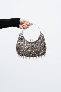 Vintage x Grey Beaded Clutch
