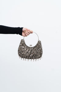 Vintage x Grey Beaded Clutch