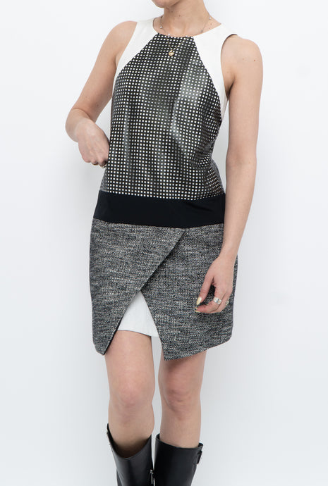 TIBI x Black, White Colour-block Midi Dress (XS, S)