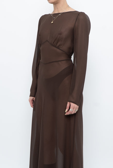 WILFRED x Sheer Brown Maxi Dress (S, M)