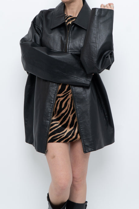 Vintage x SUMAC Black Leather Oversized Jacket (M-XXL)
