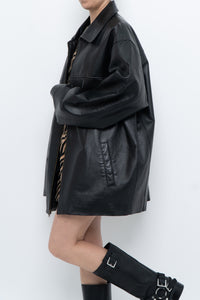 Vintage x SUMAC Black Leather Oversized Jacket (M-XXL)