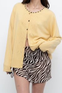 Vintage x Soft Yellow Beaded Cardigan (XS-L)