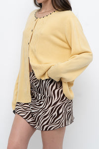 Vintage x Soft Yellow Beaded Cardigan (XS-L)
