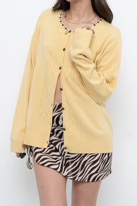 Vintage x Soft Yellow Beaded Cardigan (XS-L)