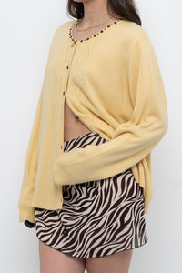Vintage x Soft Yellow Beaded Cardigan (XS-L)